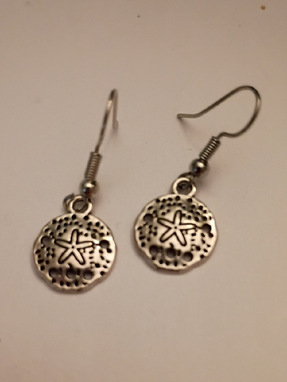 Silver Sand Dollar & Starfish Drop Earrings for Women